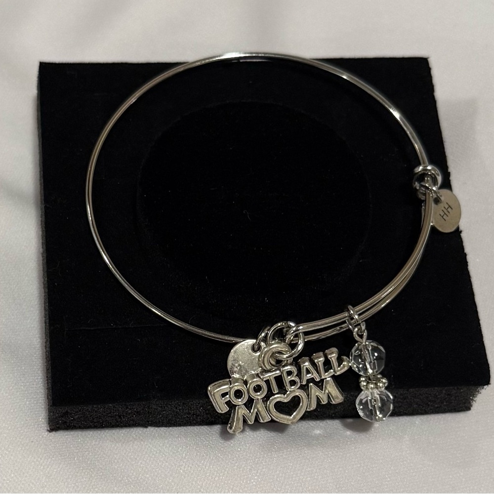 Silver Football Mom Charm Bracelet